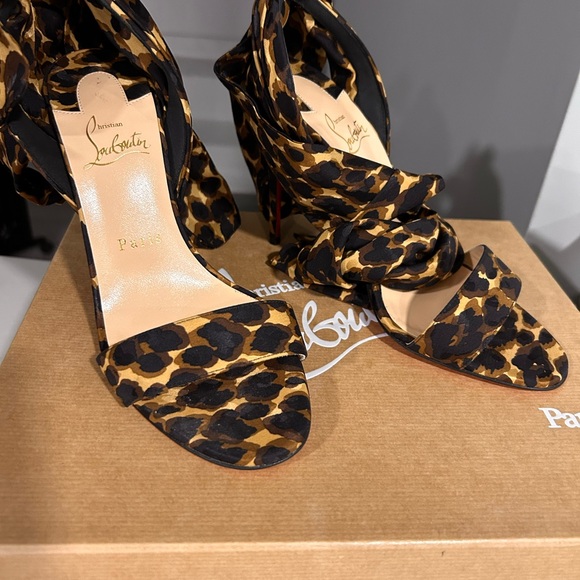Christian Louboutin Animal Print Heels with Bow - Picture 2 of 6